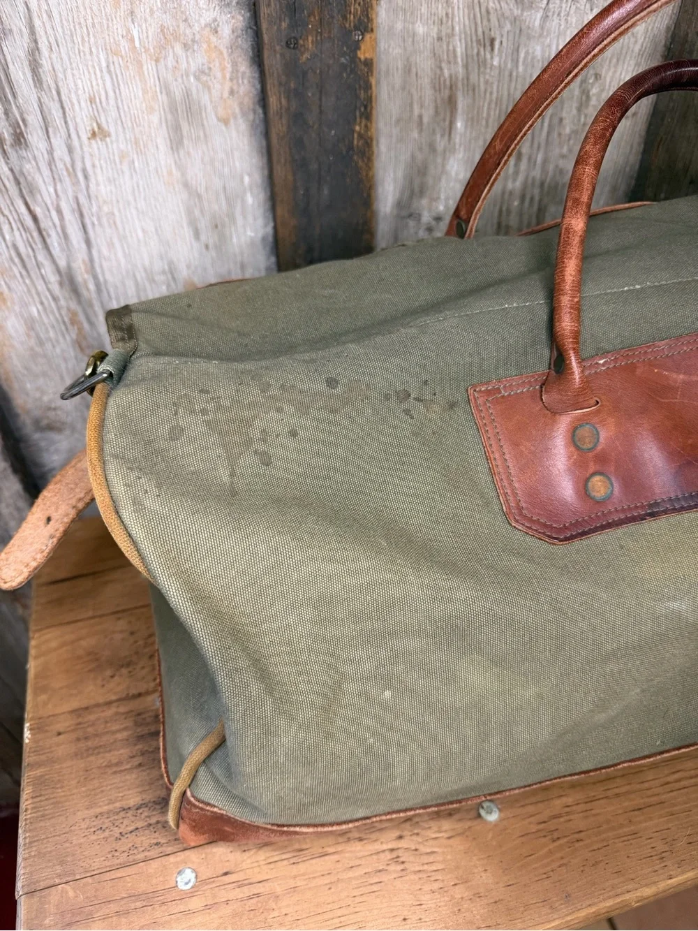 VTG GOKEY’S Large Battenkill Leather and Canvas Weekend Duffel Travel Bag